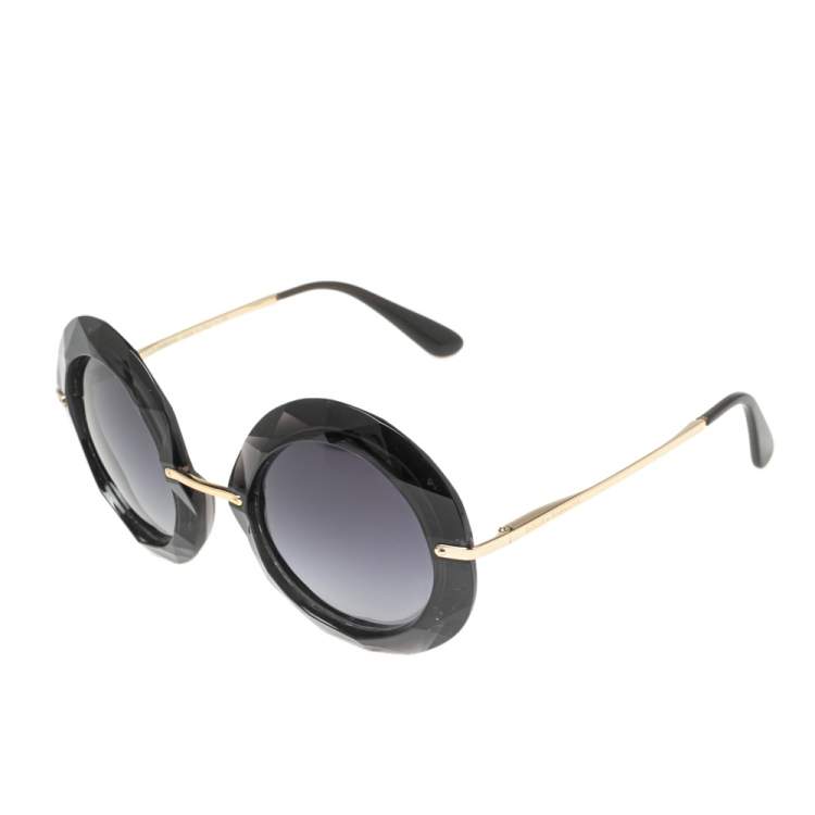 Pre Owned Dolce & Gabbana Black / Grey Gradient DG6105 Round Sunglasses