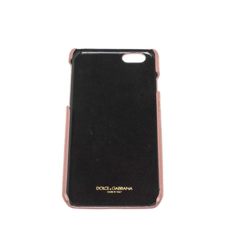 Pre Owned Dolce & Gabbana Pink Leather Mother & Daughter iPhone 6 Case