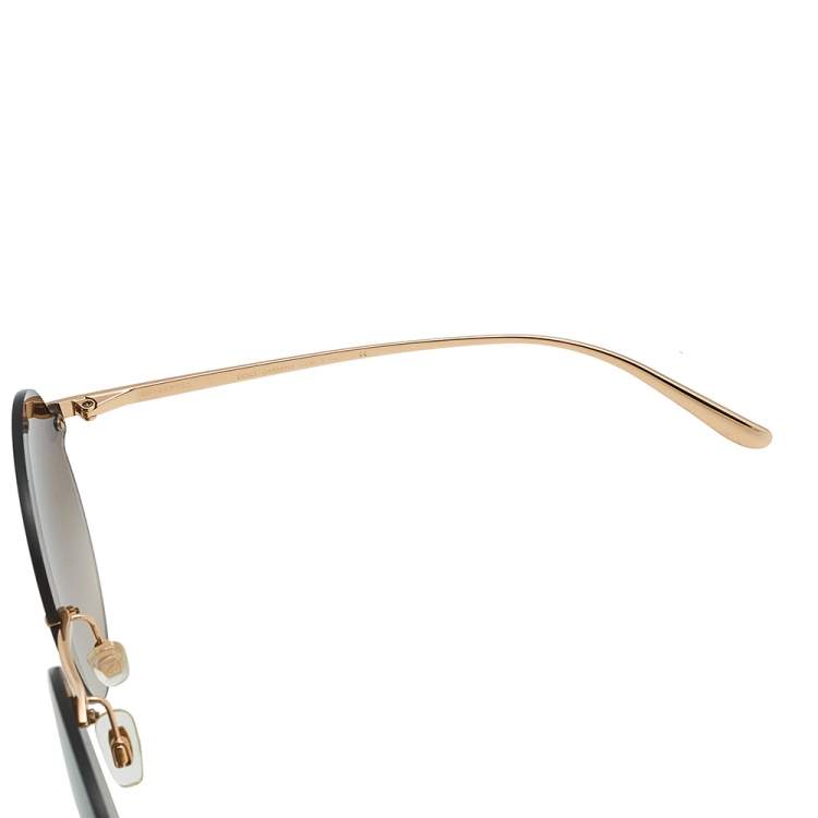 Pre Owned Dolce & Gabbana Rose Gold Tone/Brown Gradient DG 2228 Round Sunglasses