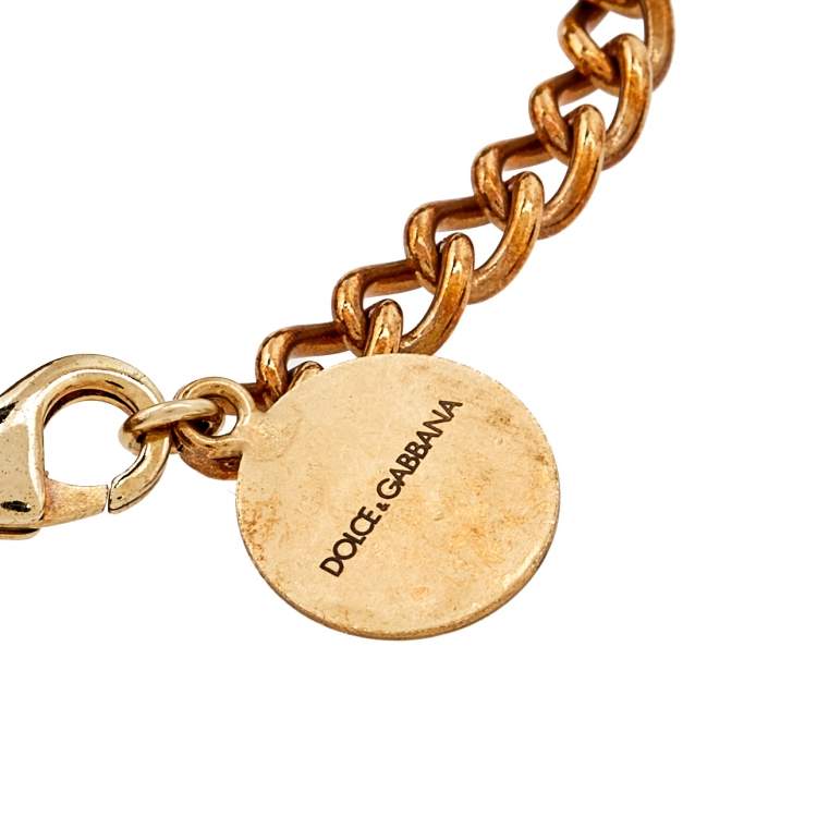 Pre Owned Dolce & Gabbana Gold Tone Ancient Coin Medallion Bracelet