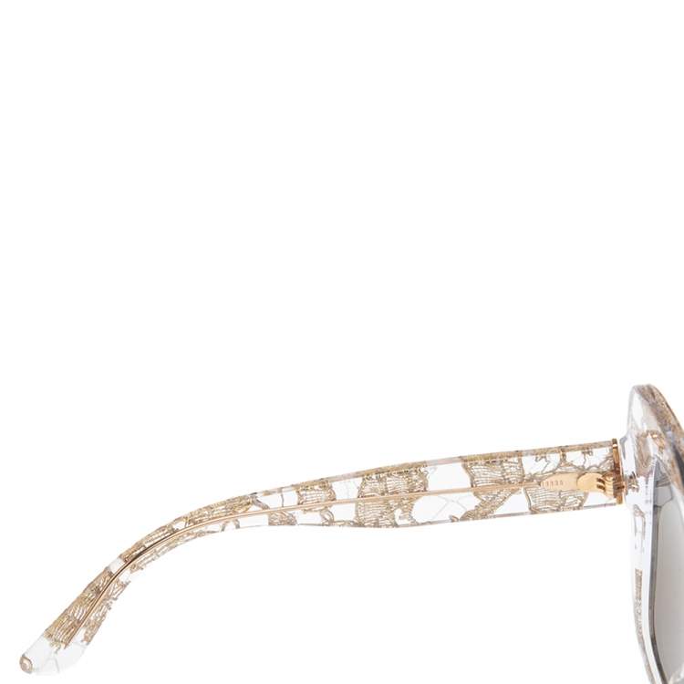 Pre Owned Dolce & Gabbana Gold Lace DG4319 Lace Cat Eye Sunglasses 