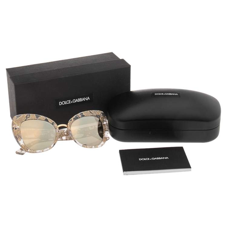 Pre Owned Dolce & Gabbana Gold Lace DG4319 Lace Cat Eye Sunglasses 