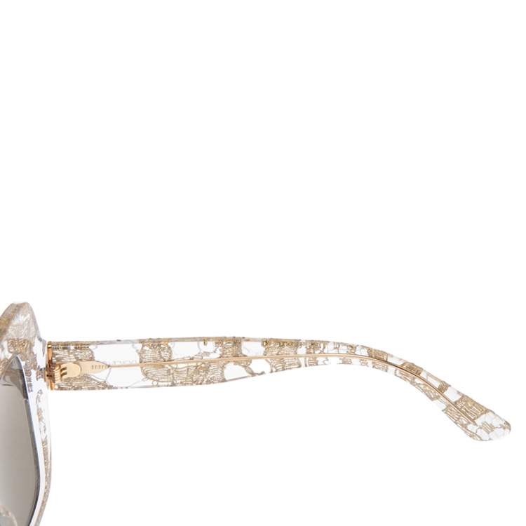 Pre Owned Dolce & Gabbana Gold Lace DG4319 Lace Cat Eye Sunglasses 
