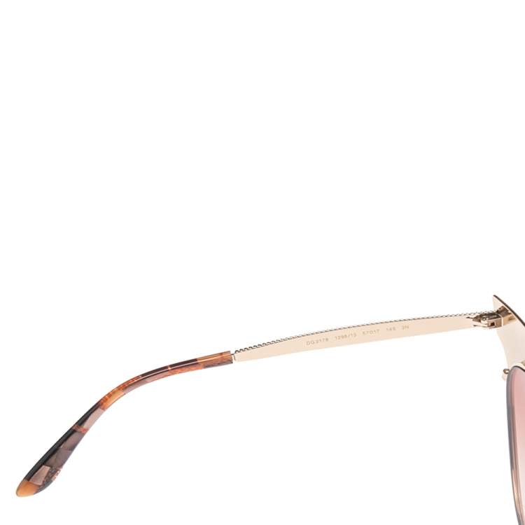 Pre Owned Dolce & Gabbana Gold/Havana DG 2178 Cat Eye Gradient Sunglasses