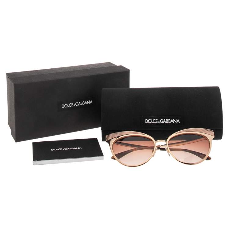 Pre Owned Dolce & Gabbana Gold/Havana DG 2178 Cat Eye Gradient Sunglasses