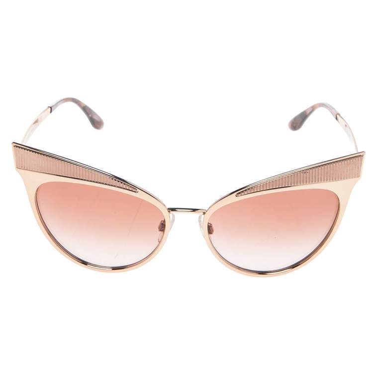 Pre Owned Dolce & Gabbana Gold/Havana DG 2178 Cat Eye Gradient Sunglasses