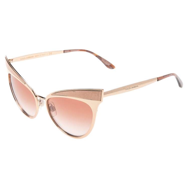 Pre Owned Dolce & Gabbana Gold/Havana DG 2178 Cat Eye Gradient Sunglasses