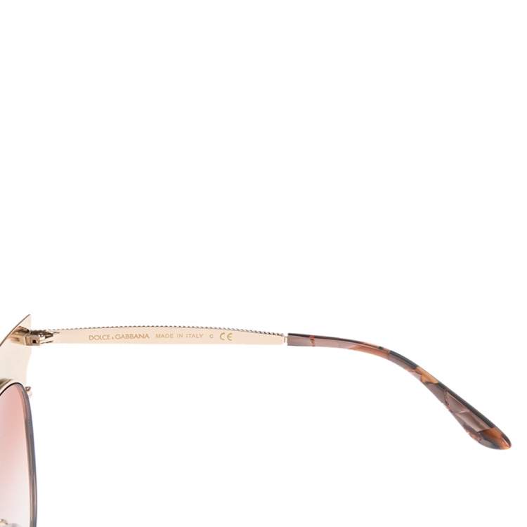 Pre Owned Dolce & Gabbana Gold/Havana DG 2178 Cat Eye Gradient Sunglasses