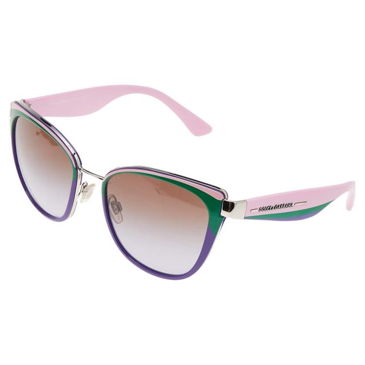 Pre Owned Dolce & Gabbana Colorblock / Brown Gradient DG2107 Oversized Sunglasses
