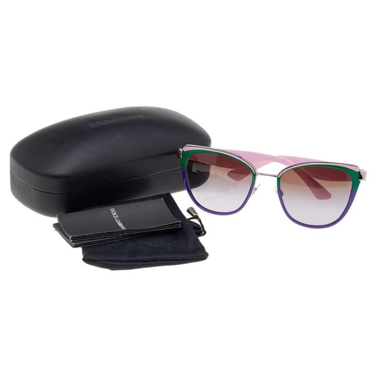 Pre Owned Dolce & Gabbana Colorblock / Brown Gradient DG2107 Oversized Sunglasses