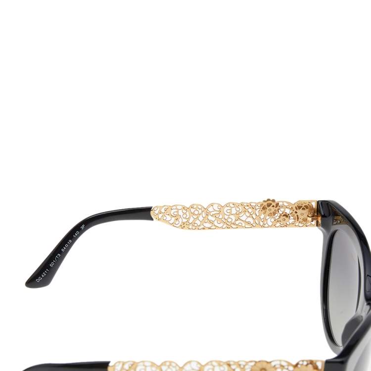 Pre Owned Dolce & Gabbana Black/ Grey Gradient DG 4211 Polarized Cat Eye Sunglasses
