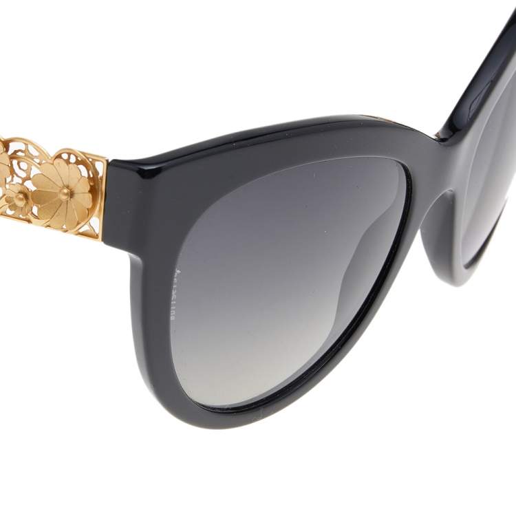 Pre Owned Dolce & Gabbana Black/ Grey Gradient DG 4211 Polarized Cat Eye Sunglasses