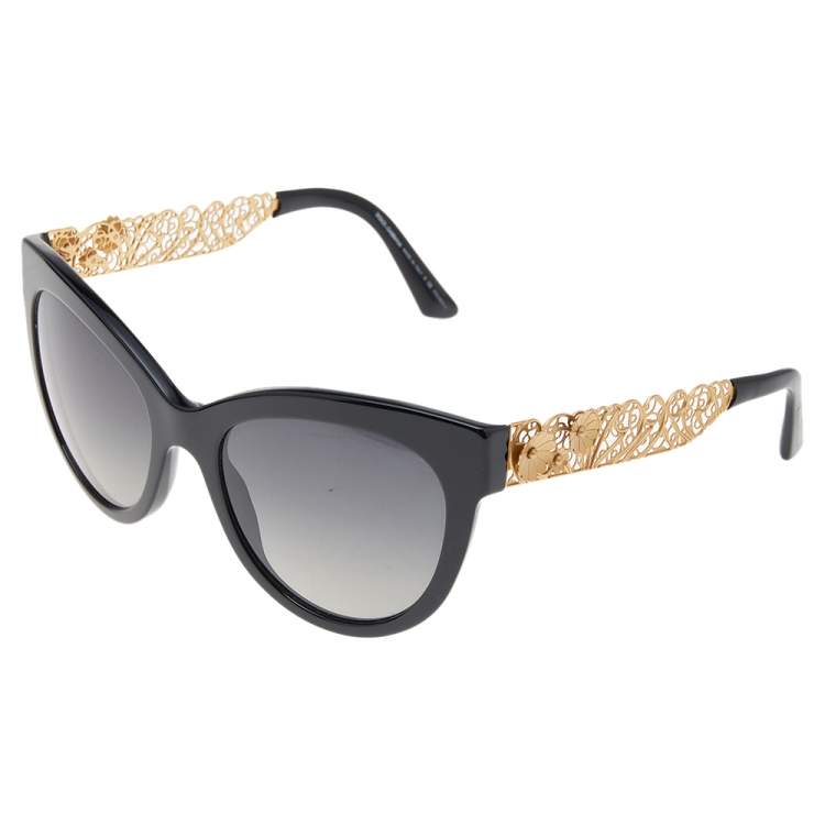 Pre Owned Dolce & Gabbana Black/ Grey Gradient DG 4211 Polarized Cat Eye Sunglasses