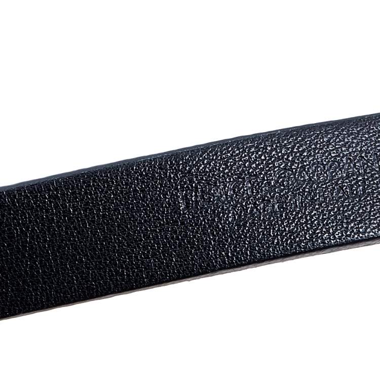 Pre Owned Dolce & Gabbana Black Leather Padlock Key Charm Slim Belt Size 85CM