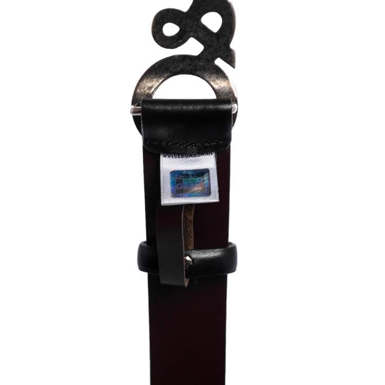مملوكة مسبقًا Dolce & Gabbana Black Leather D&G Logo Buckle Belt 90CM