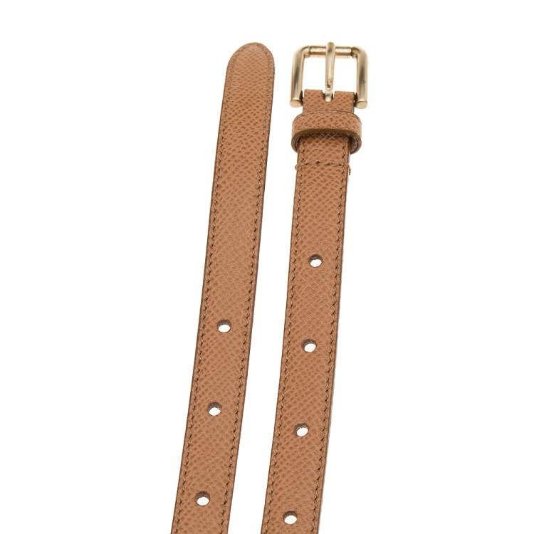 Pre Owned Dolce & Gabbana Tan Leather Double Wrap Waist Belt 160 CM