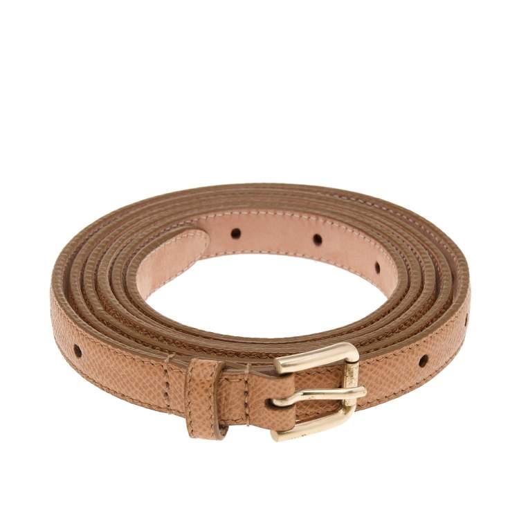 Pre Owned Dolce & Gabbana Tan Leather Double Wrap Waist Belt 160 CM