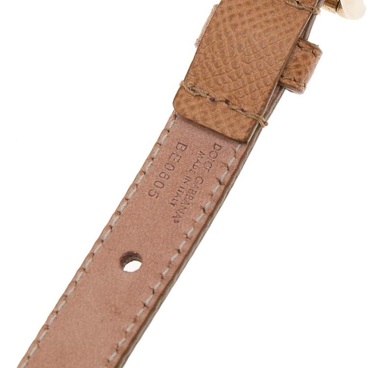 Pre Owned Dolce & Gabbana Tan Leather Double Wrap Waist Belt 160 CM
