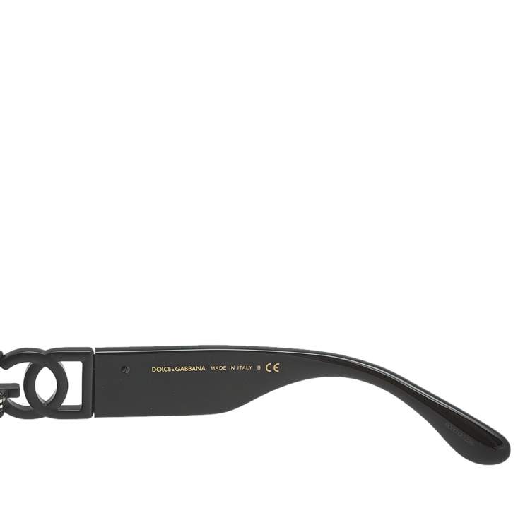 Pre Owned Dolce and Gabbana DG4386-F Chain Embellished Oversized Geometric Mirrored Sunglasses 