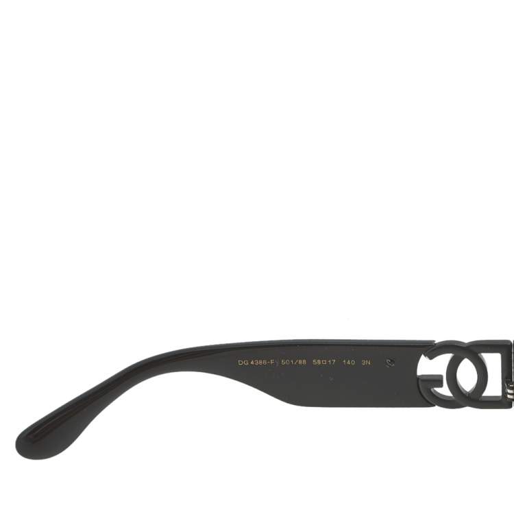 Pre Owned Dolce and Gabbana DG4386-F Chain Embellished Oversized Geometric Mirrored Sunglasses 