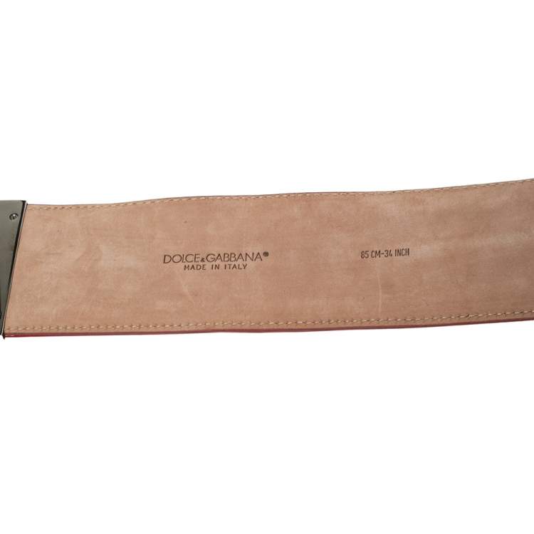 Pre Owned Dolce & Gabbana Red/Black Patent Leather and Elastic Waist Belt 85CM