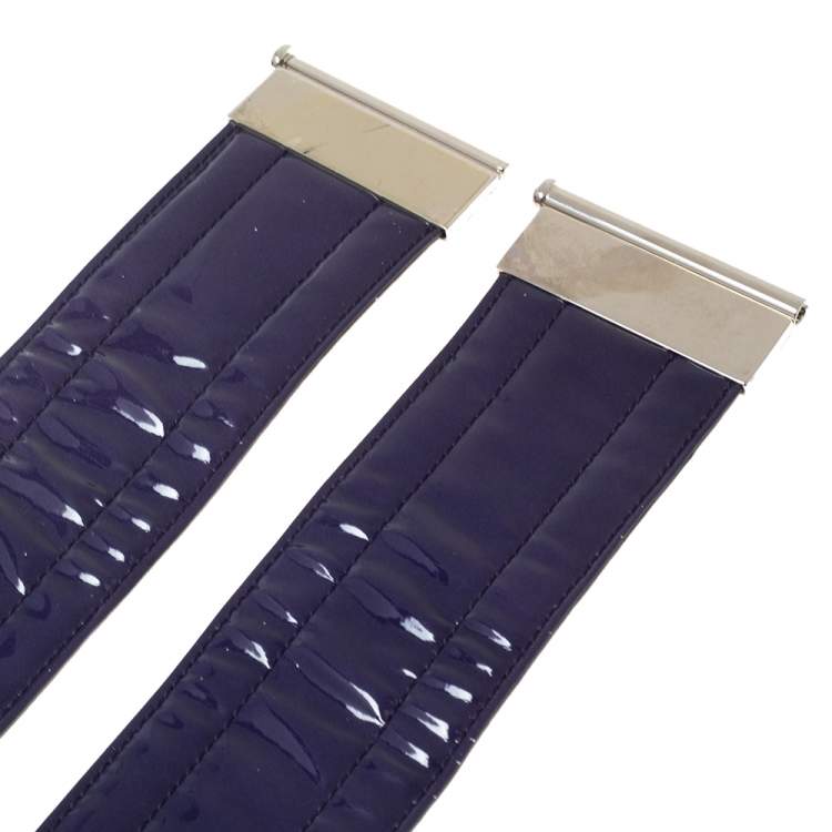 Pre Owned Dolce & Gabbana Purple/Black Patent Leather and Elastic Wide Waist Belt 90CM