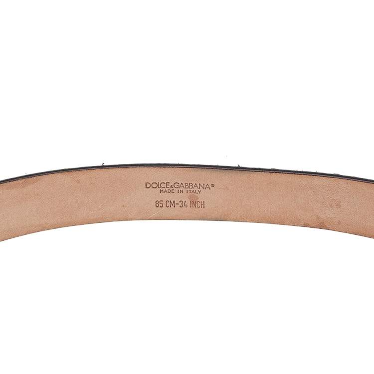 Pre Owned Dolce & Gabbana Brown Snakeskin Buckle Belt 85 CM