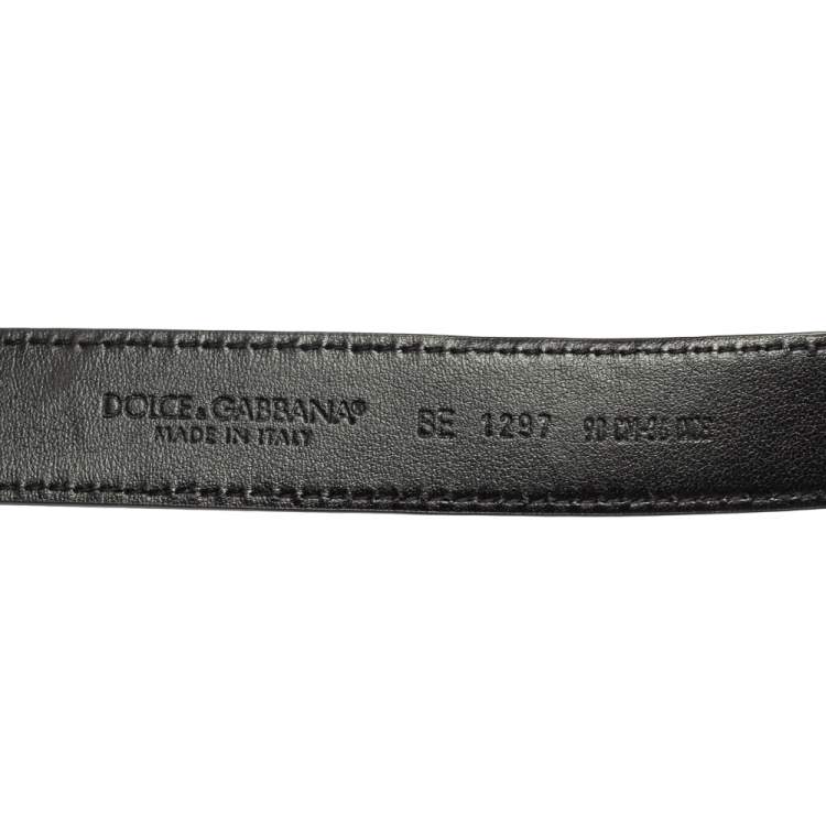Pre Owned Dolce & Gabbana Black Leather DG Logo Buckle Belt 90CM