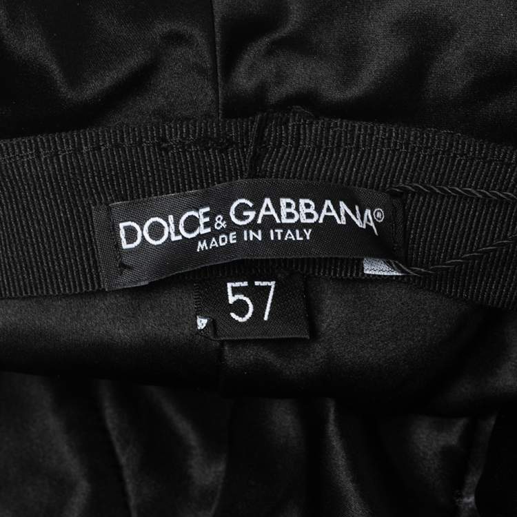 Pre Owned Dolce & Gabbana Black Silk Satin Bow Detail Hat (57)