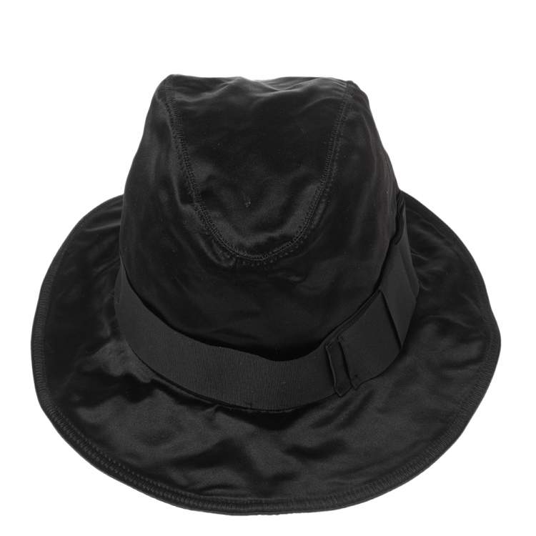 Pre Owned Dolce & Gabbana Black Silk Satin Bow Detail Hat (57)