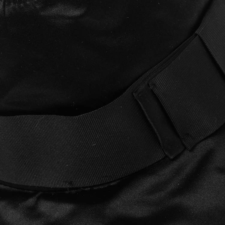 Pre Owned Dolce & Gabbana Black Silk Satin Bow Detail Hat (57)