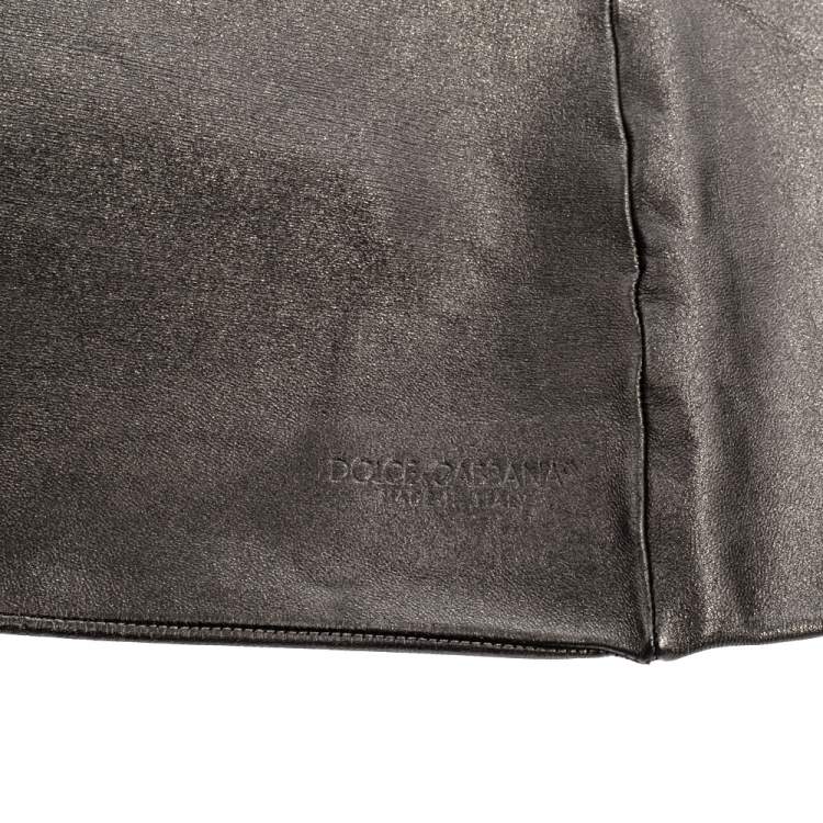 Pre Owned Dolce & Gabbana Metallic Leather Glove Hem Bandeau Scarf