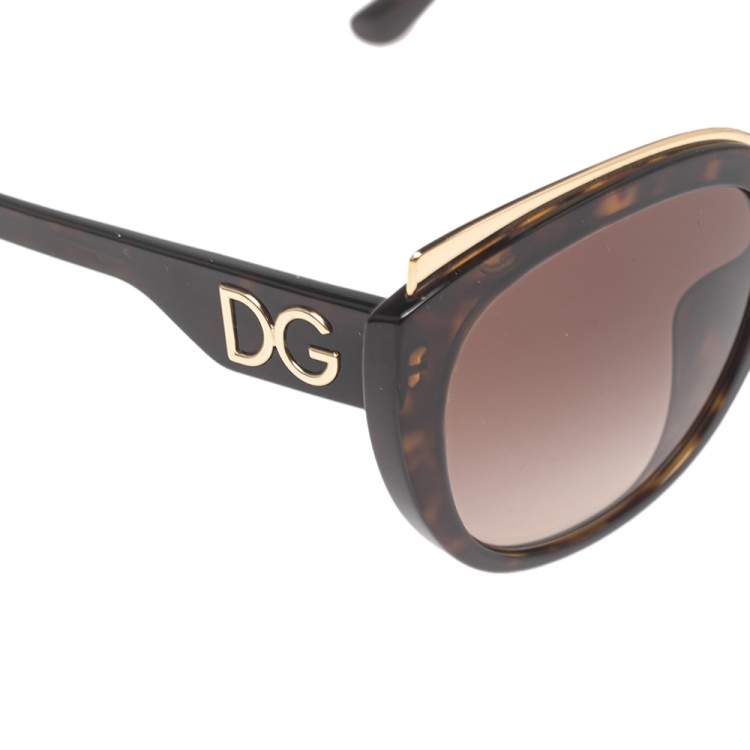 Pre Owned Dolce & Gabbana Brown Havana DG4383-F Gradient Oversized Sunglasses
