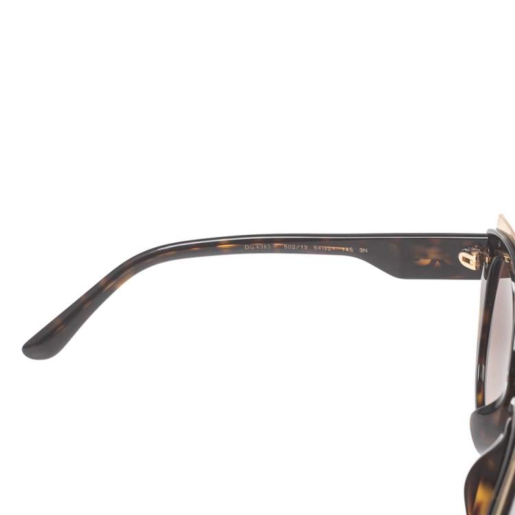 Pre Owned Dolce & Gabbana Brown Havana DG4383-F Gradient Oversized Sunglasses