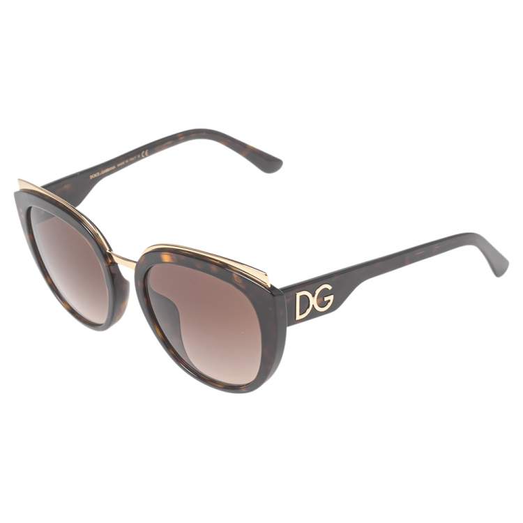 Pre Owned Dolce & Gabbana Brown Havana DG4383-F Gradient Oversized Sunglasses