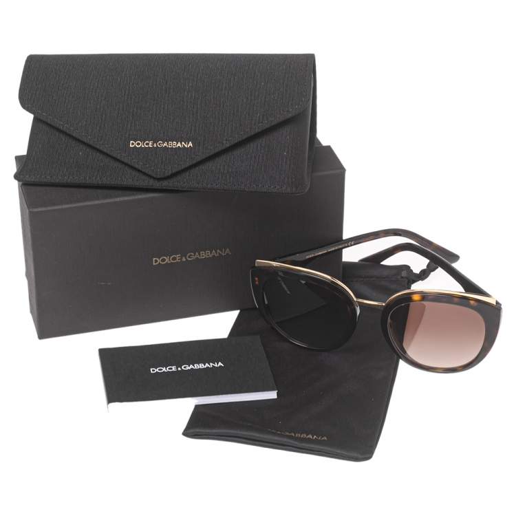 Pre Owned Dolce & Gabbana Brown Havana DG4383-F Gradient Oversized Sunglasses