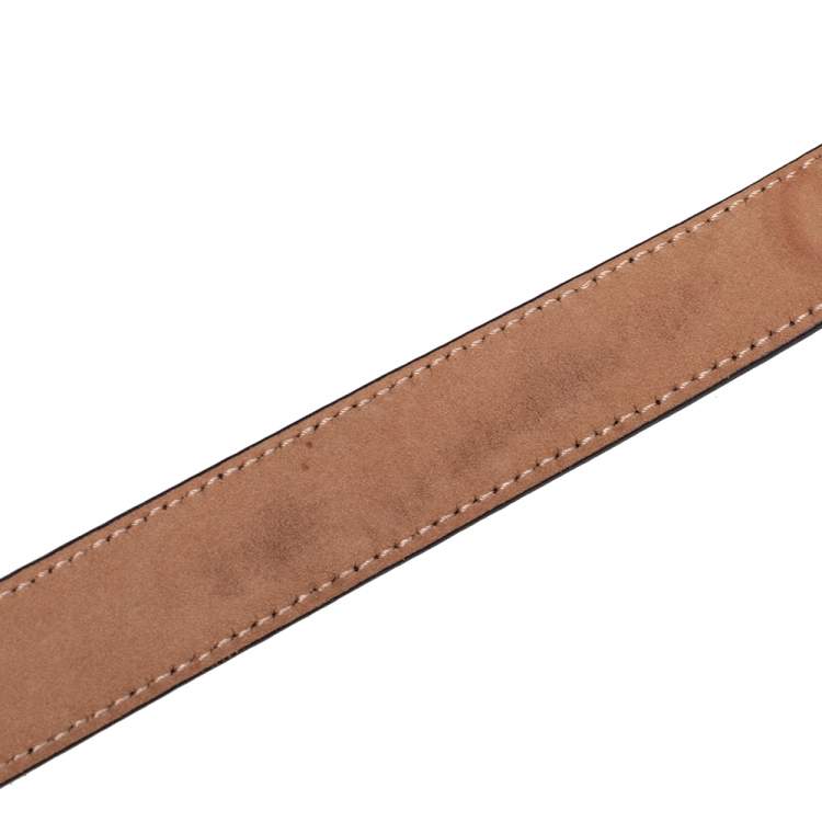 Pre Owned Dolce & Gabbana Black Leather Logo Plaque Belt 90CM