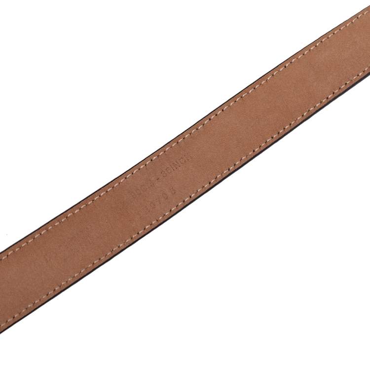 Pre Owned Dolce & Gabbana Black Leather Logo Plaque Belt 90CM