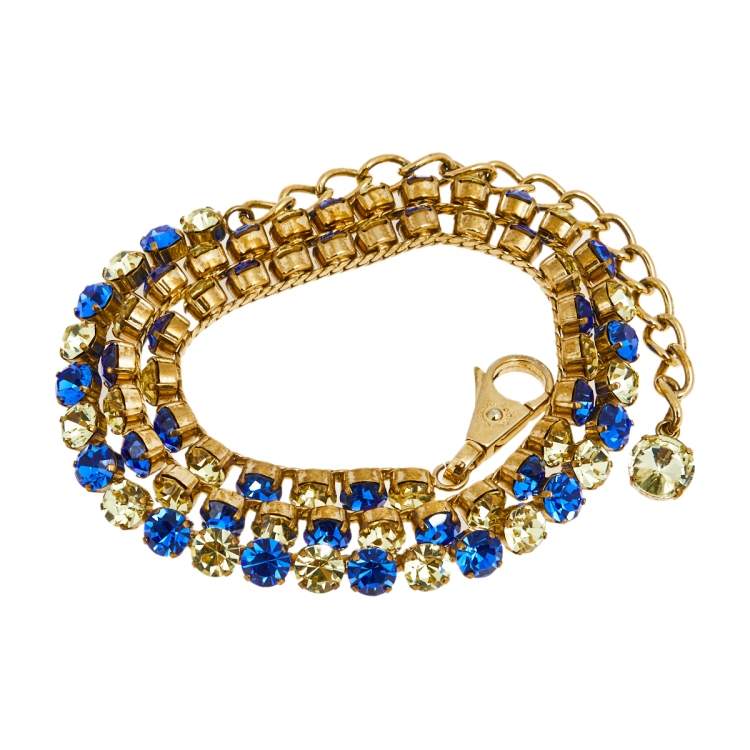 Pre Owned Dolce & Gabbana Crystals Gold Tone Metal Belt