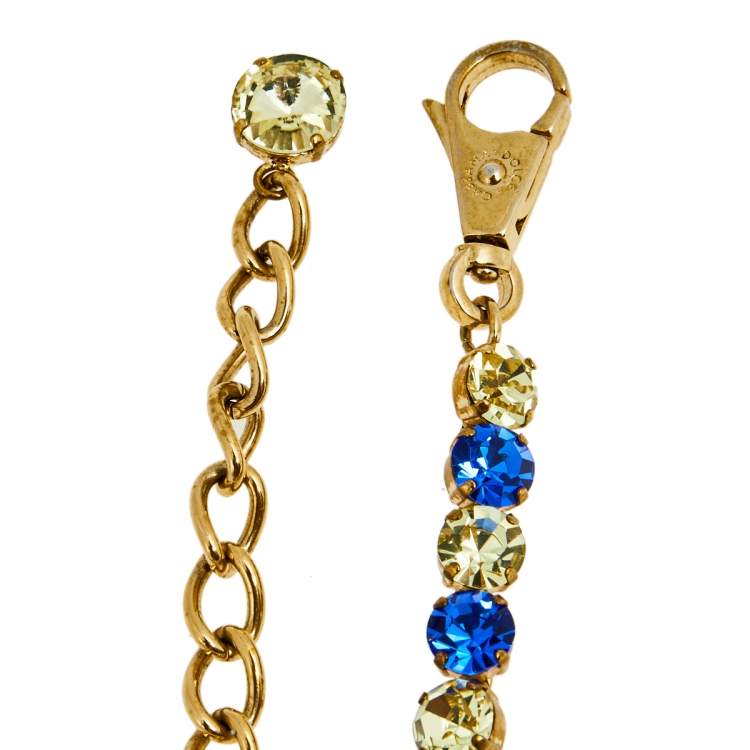 Pre Owned Dolce & Gabbana Crystals Gold Tone Metal Belt