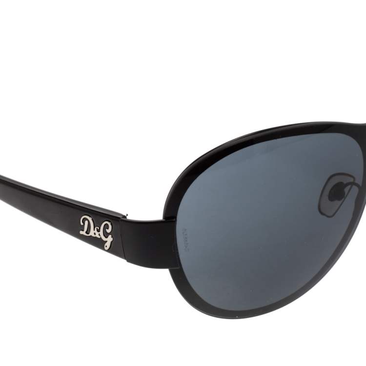 Pre Owned Dolce & Gabbana Black 6054 Oval Sunglasses