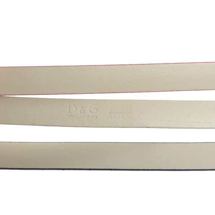 Pre Owned D&G Multicolor Patent Leather Triple Slim Waist Belt 90CM