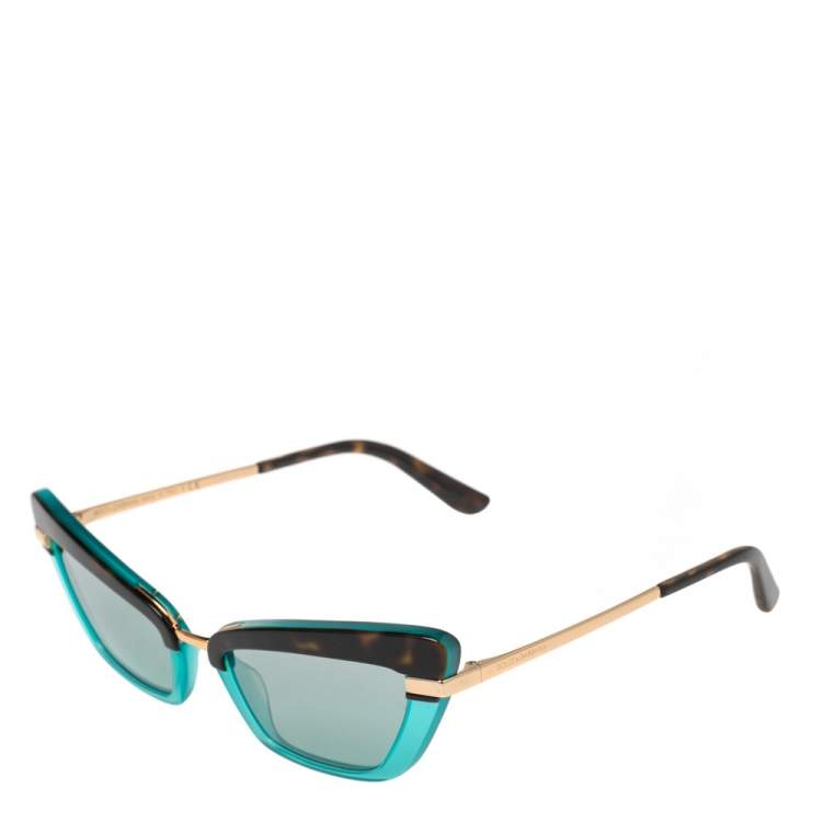 Pre Owned Dolce & Gabbana Havana Brown/Blue DG4378 Cat Eye Sunglasses 