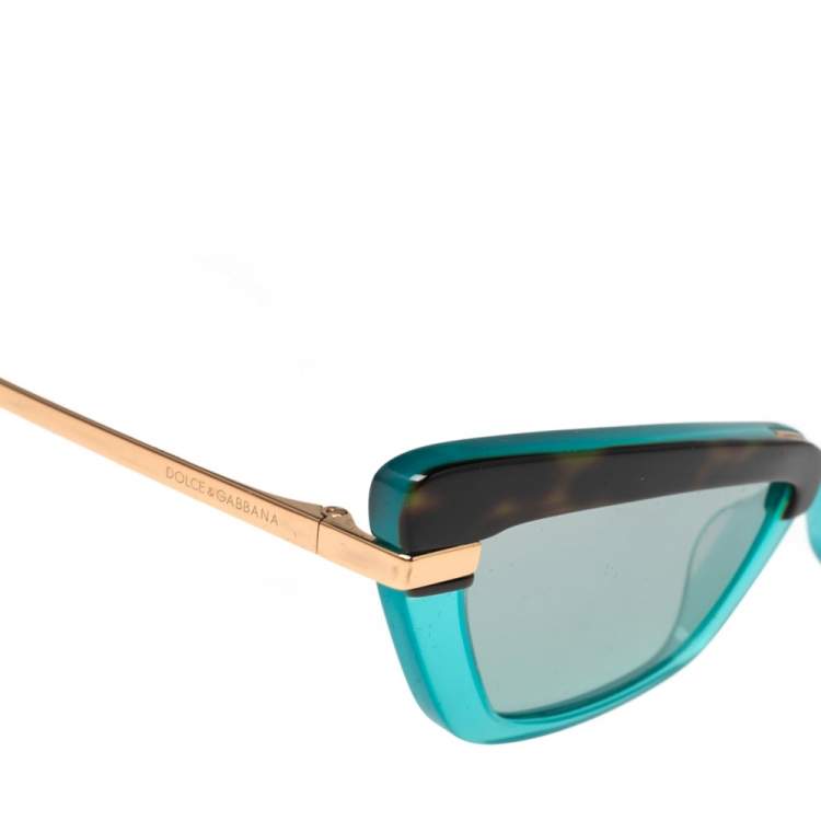 Pre Owned Dolce & Gabbana Havana Brown/Blue DG4378 Cat Eye Sunglasses 