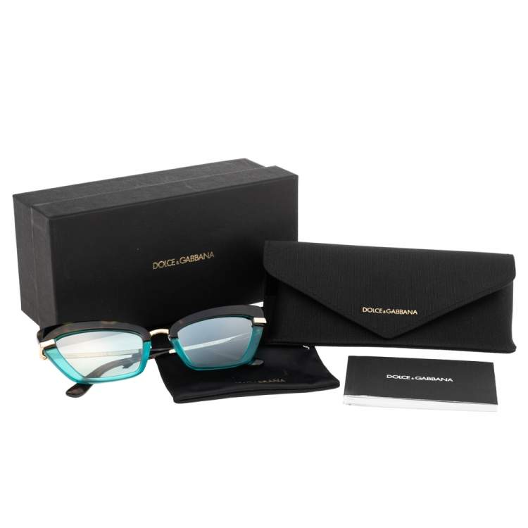 Pre Owned Dolce & Gabbana Havana Brown/Blue DG4378 Cat Eye Sunglasses 