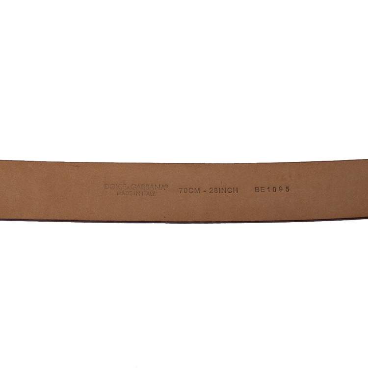 Pre Owned Dolce & Gabbana Pink Leather Slim DG Logo Belt 70CM