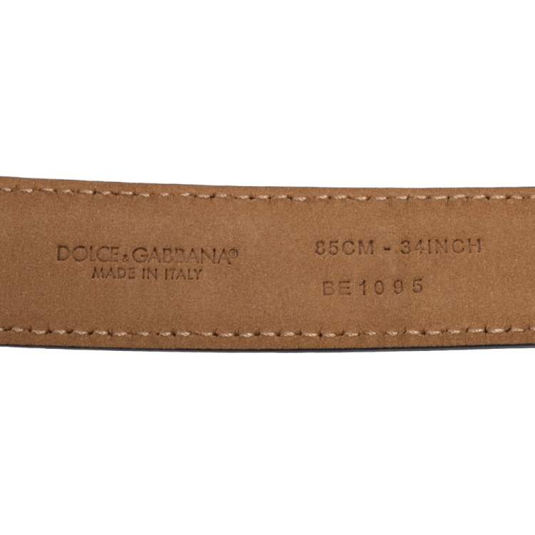 Pre Owned Dolce & Gabbana Black/White Polka Leather DG Logo Belt 85CM