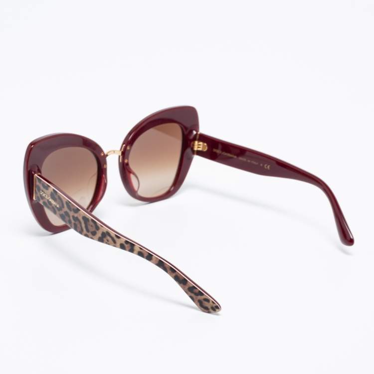 مملوكة مسبقًا Dolce & Gabbana Brown Leopard Print DG4319-F Cat Eye Sunglasses