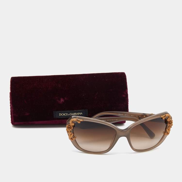 Pre Owned Dolce & Gabbana Grey/ Brown Gradient DG 4167 Cat-Eye Sunglasses