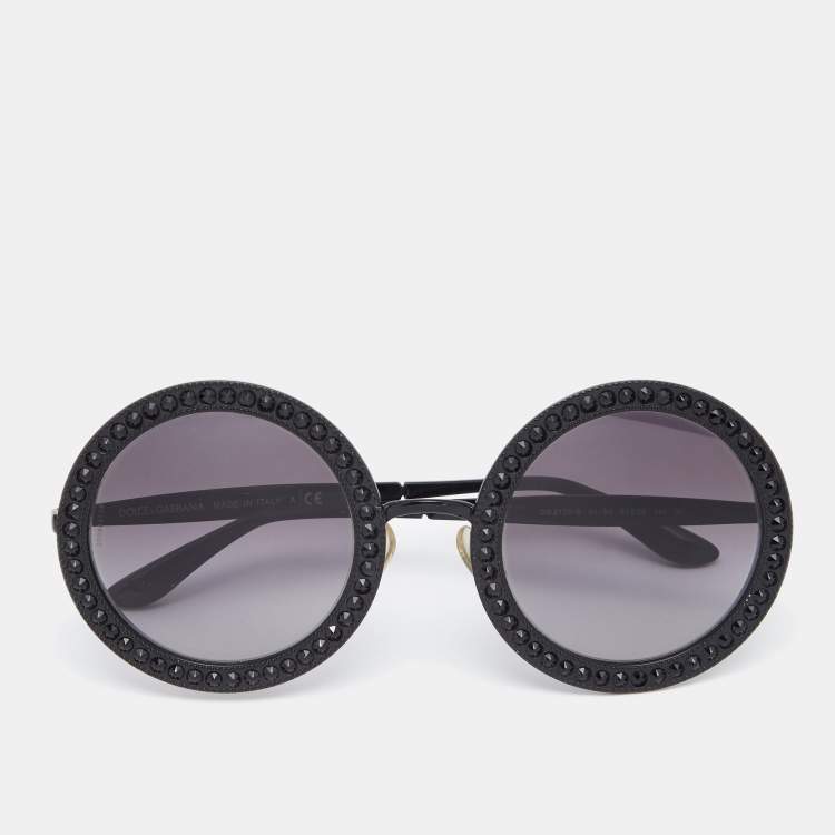 Pre Owned Dolce & Gabbana Black DG2170-B Round Sunglasses